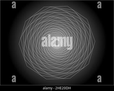 Grafica vettoriale ottenuta come risultato di una serie di trasformazioni geometriche di un decagono regolare e l'uso di transizioni tonali. Foto Stock