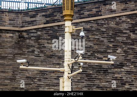 Telecamere di sorveglianza in piazza Tiananmen a Pechino, Cina Foto Stock