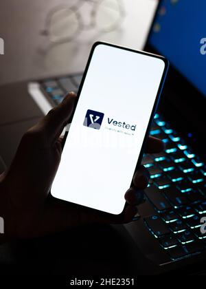 West Bangal, India - 15 dicembre 2021 : logo acquisito sullo schermo del telefono immagine stock. Foto Stock