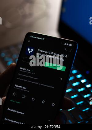 West Bangal, India - 15 dicembre 2021 : logo acquisito sullo schermo del telefono immagine stock. Foto Stock
