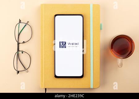 West Bangal, India - 15 dicembre 2021 : logo acquisito sullo schermo del telefono immagine stock. Foto Stock