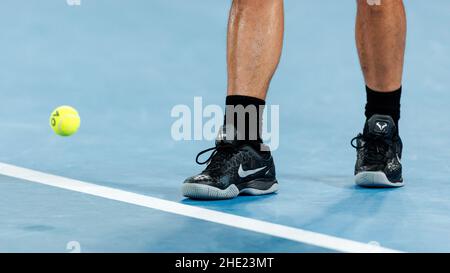 RAFAEL NADAL (ESP) in azione al Melbourne Summer 2022 ambientato sabato 2022 gennaio, Melbourne Park Foto Stock