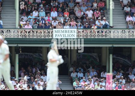 Sydney, Australia. 8th Jan 2022. 8th gennaio 2022: Sydney Cricket Ground, Sydney Australia; Ashes International test Cricket, Australia versus Inghilterra, 4th test day 4; padiglione per i soci al scg Credit: Action Plus Sports Images/Alamy Live News Foto Stock