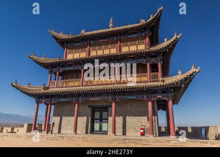 Torre di Jiayuguan Fort, provincia di Gansu, Cina Foto Stock