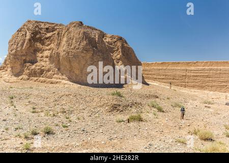 Primo Beacon Taolai River Beacon Torre della Grande Muraglia vicino a Jiayuguan, provincia di Gansu, Cina Foto Stock