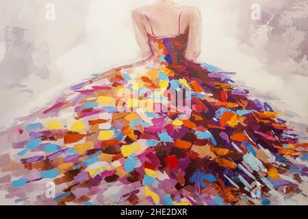 Arte astratta su tela , pittura artistica , texture oil ink Foto Stock