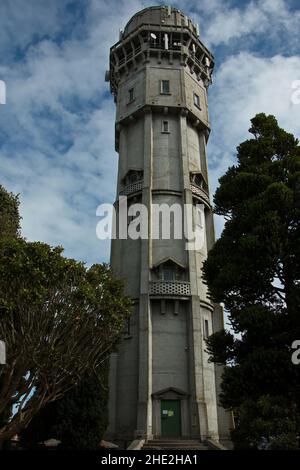 Water tower in Hawera, nella regione di Taranaki sull'Isola del Nord della Nuova Zelanda Foto Stock