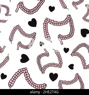 Struttura intestinale ripetizione modello per sfondo gastroenterologo. Divertimento a forma di budello, carta da parati organi interni Illustrazione Vettoriale