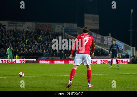 Swindon, Regno Unito. 07th Jan 2022. Swindon, Inghilterra, 7th gennaio: Gladwin, 7 Swindon. Fa Cup 3rd round. Swindon Town V Manchester City presso il centro di Swindon Town FC. Terry Scott/SPP Credit: SPP Sport Press Photo. /Alamy Live News Foto Stock