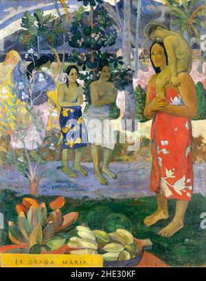 IA Orana Maria (Ave Maria) di Paul Gauguin (1848-1903), olio su tela, 1891 Foto Stock