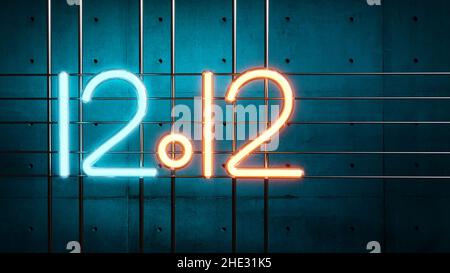 12,12 promozione giorno di shopping. Global shopping World day sale Neon vendita di sfondo chiaro arancione e blu online. 3d illustrazione Foto Stock