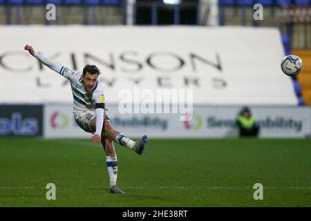 Birkenhead, Regno Unito. 08th Jan 2022. Lee o'Connor di Tranmere Rovers in azione. EFL Skybet Football League Two match, Tranmere Rovers v Scunthorpe Utd at Prenton Park, Birkenhead, Wirral sabato 8th gennaio 2022. Questa immagine può essere utilizzata solo a scopo editoriale. Solo per uso editoriale, licenza richiesta per uso commerciale. Nessun uso in scommesse, giochi o un singolo club/campionato/giocatore publications.pic di Chris Stading/Andrew Orchard sport fotografia/Alamy Live News credito: Andrew Orchard sport fotografia/Alamy Live News Foto Stock