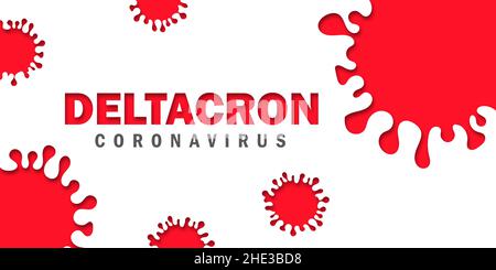 Iscrizione DELTRACRON su sfondo bianco. Una nuova versione dell'infezione da coronavirus. Variante Deltacron di COVID-19 da omicron e versione delta. Foto Stock