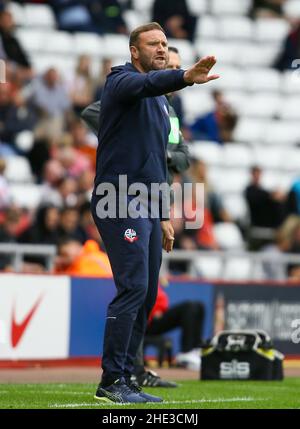 Direttore di Bolton, Ian Evatt - Sunderland contro Bolton Wanderers, Sky Bet League One, Stadium of Light, Sunderland, Regno Unito - 25th settembre 2021 solo per uso editoriale - si applicano le restrizioni DataCo Foto Stock