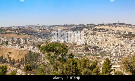 Vista panoramica della città di Gerusalemme, Israele Foto Stock