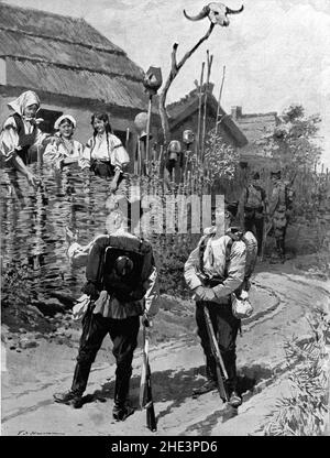 Romania - isolamento di un villaggio i cui abitanti credono che i medici avvelenano coloro che si sospettano di colera. Foto Stock