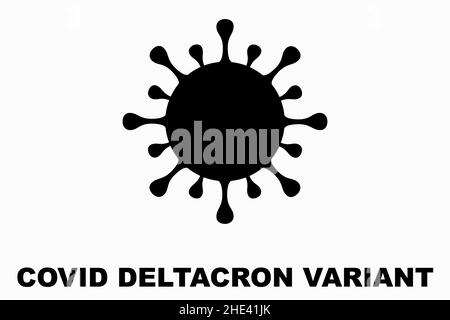 Deltacron. Nuova variante del coronavirus SARS-COV-2. Nuova versione combinata della variante Delta e della variante Omicron. Design orizzontale. Foto Stock