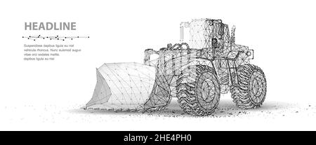 Caricatore. Illustrazione astratta della pala caricatrice pesante a 3D ruote isolata in bianco. Illustrazione Vettoriale