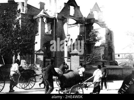 Ruines de bâtiments dans la concessione francese, à Tien-Tsin (3). Foto Stock