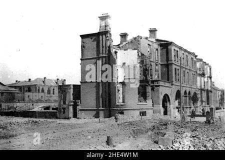 Ruines de bâtiments dans la concessione francese, à Tien-Tsin (5). Foto Stock