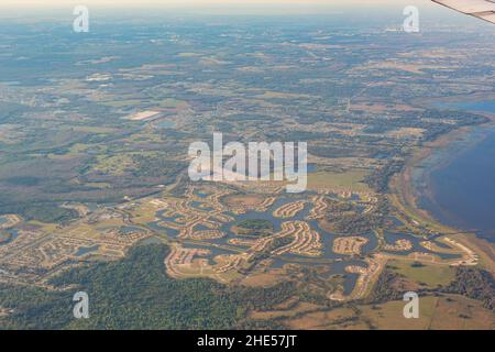 Vista aerea del paesaggio urbano di Orlando al mattino, Florida Foto Stock