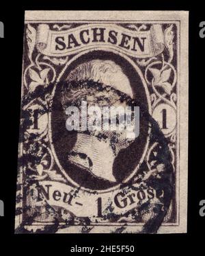 Sachsen 1851 4 Friedrich August II. Foto Stock