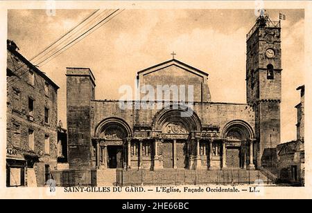 Saint-Gilles-du-Gard facciata de l'églse. Foto Stock