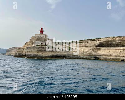 Faro di Madonetta a Bonifacio, Corsica meridionale. Francia. Foto Stock