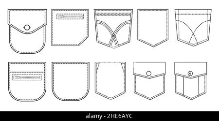 Collezione di tasche, icone, disegno vettoriale. Illustrazione Vettoriale