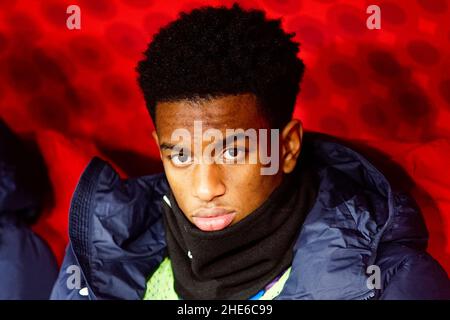 Alejandro Balde visto durante la partita de la Liga Santander tra Granada CF e FC Barcellona allo stadio Nuevo Los Carmenes.(Punteggio finale Granada CF 1:1 FC Barcellona). Foto Stock