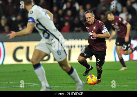 Franck Ribery giocatore di Salernitana, durante la partita della Serie Italiana A campionato tra Salernitana vs Inter risultato finale Salernitana 0 , in Foto Stock
