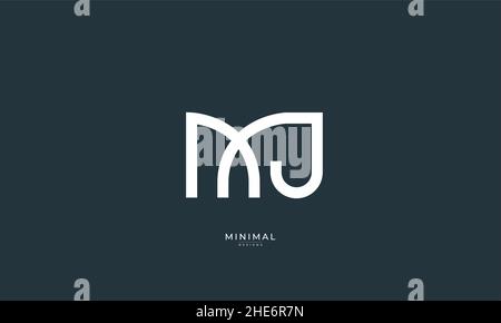 Icona lettera alfabetica logo MJ Illustrazione Vettoriale