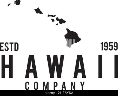 Disegno del logo vettoriale della mappa delle Hawaii Illustrazione Vettoriale