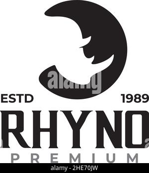 Logo nero rhino vettoriale per negozio di abbigliamento Illustrazione Vettoriale