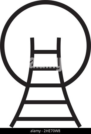 Black Ladder Outline Vai alla luna vettore logo design Illustrazione Vettoriale