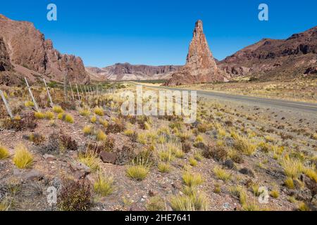 Viste del paesaggio vicino RN 25, Patagonia, Argentina Foto Stock