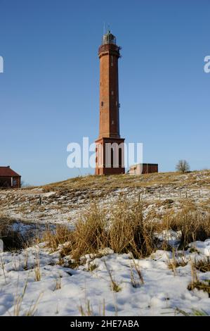 Großer Nordermeyer Leuchtturm, Inverno, Norderney, Ostfriesische Inseln, Reg.-Bez. Weser-EMS, Landkreis Aurisch, Niedersachsen, Deutschland, Europa | Foto Stock