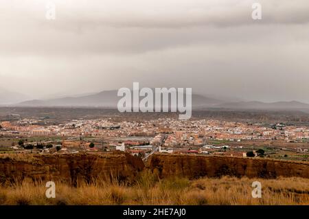 Vista panoramica della città di Guadix, Granada. Foto Stock