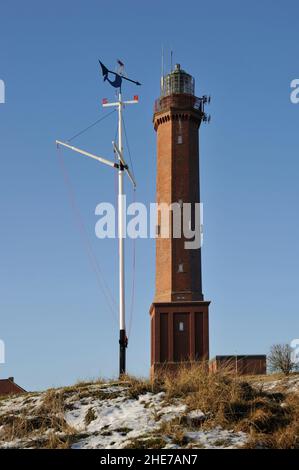 Großer Nordermeyer Leuchtturm, Inverno, Norderney, Ostfriesische Inseln, Reg.-Bez. Weser-EMS, Landkreis Aurisch, Niedersachsen, Deutschland, Europa | Foto Stock