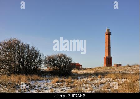 Großer Nordermeyer Leuchtturm, Inverno, Norderney, Ostfriesische Inseln, Reg.-Bez. Weser-EMS, Landkreis Aurisch, Niedersachsen, Deutschland, Europa | Foto Stock