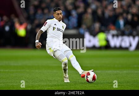 Londra, Regno Unito. 9th Jan 2022. Londra UK 9th gennaio 2022Raphinha (Leeds) durante la partita di West Ham vs Leeds Emirates fa Cup 3rd allo stadio di Londra Stratford. Credit: MARTIN DALTON/Alamy Live News Foto Stock