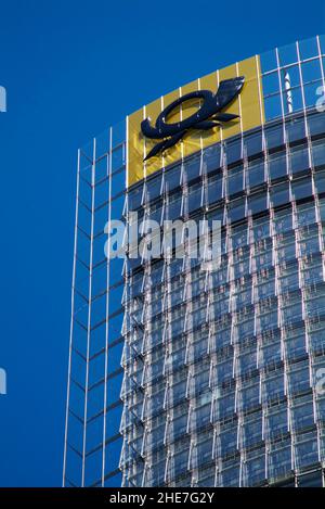 Post-Tower, Verwaltungsgebäude der Deutschen Post AG, 162,5 m, höchstes Gebäude in NRW, Architketen: Murphy und Jahn; Bonn, NRW, Deutschland, Europa | Foto Stock