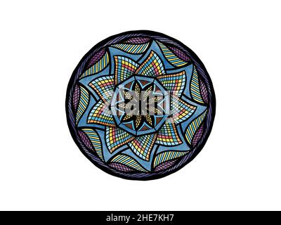 arcobaleno pastello ornamento mandala ornamento disegnato a mano Foto Stock