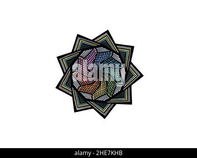 arcobaleno pastello ornamento mandala ornamento disegnato a mano Foto Stock