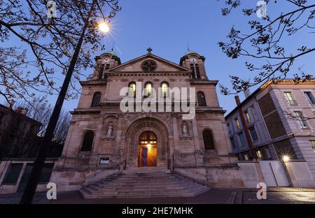 La chiesa di Saint-Jacques-Saint-Christophe de la Villette fu costruita tra il 1841 e il 1844 sulla sommità di una vecchia chiesa del 14th secolo. Parigi. Foto Stock