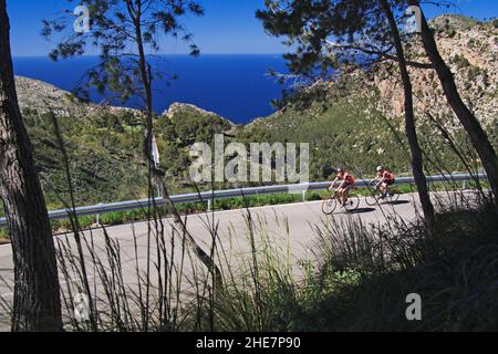 Straße C-710 entlang der Nordwestküste im Tramuntana Gebirge, beliebte Straße für den Radrennsport, Mallorca, Baleari, Spagna, Europa | Route C-710 Foto Stock