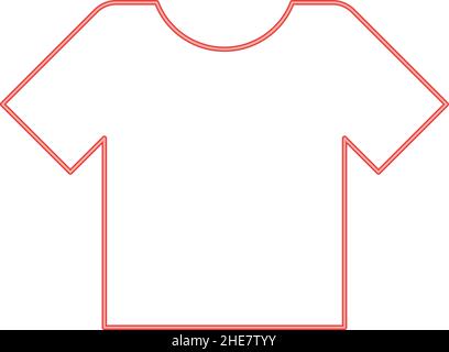 T-shirt al neon colore rosso immagine vettoriale luce stile piatto Illustrazione Vettoriale