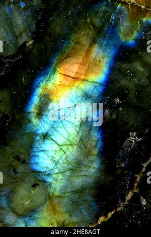 Labradorite con Schiller in una macro Foto Stock