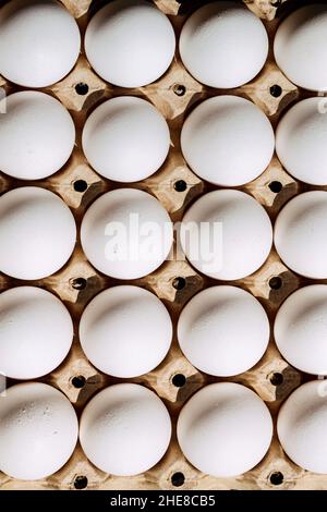 Uova righe casella Schema sfondo alimentare Foto Stock