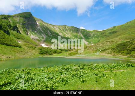 Mare di Schlappold al Monte Fellhorn, Alpi Allgäu, Baviera, Germania, Europa Foto Stock